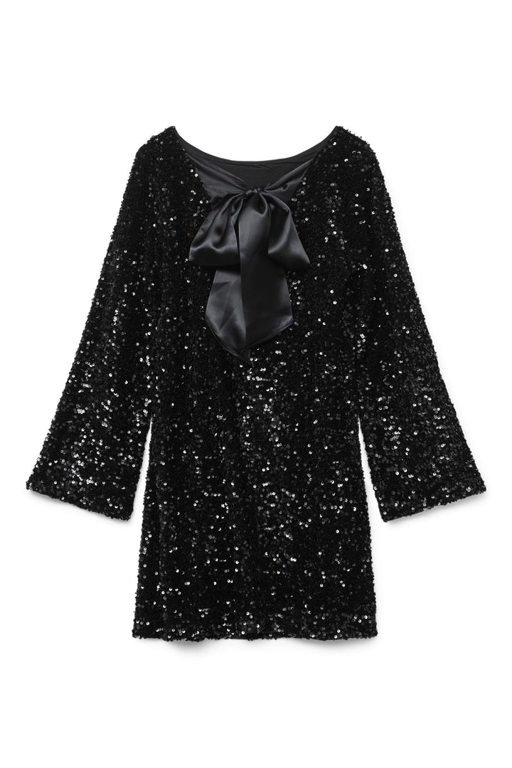 Vero Moda - Vmlaila Ls Sequin Bow Dress - 4682968 Black