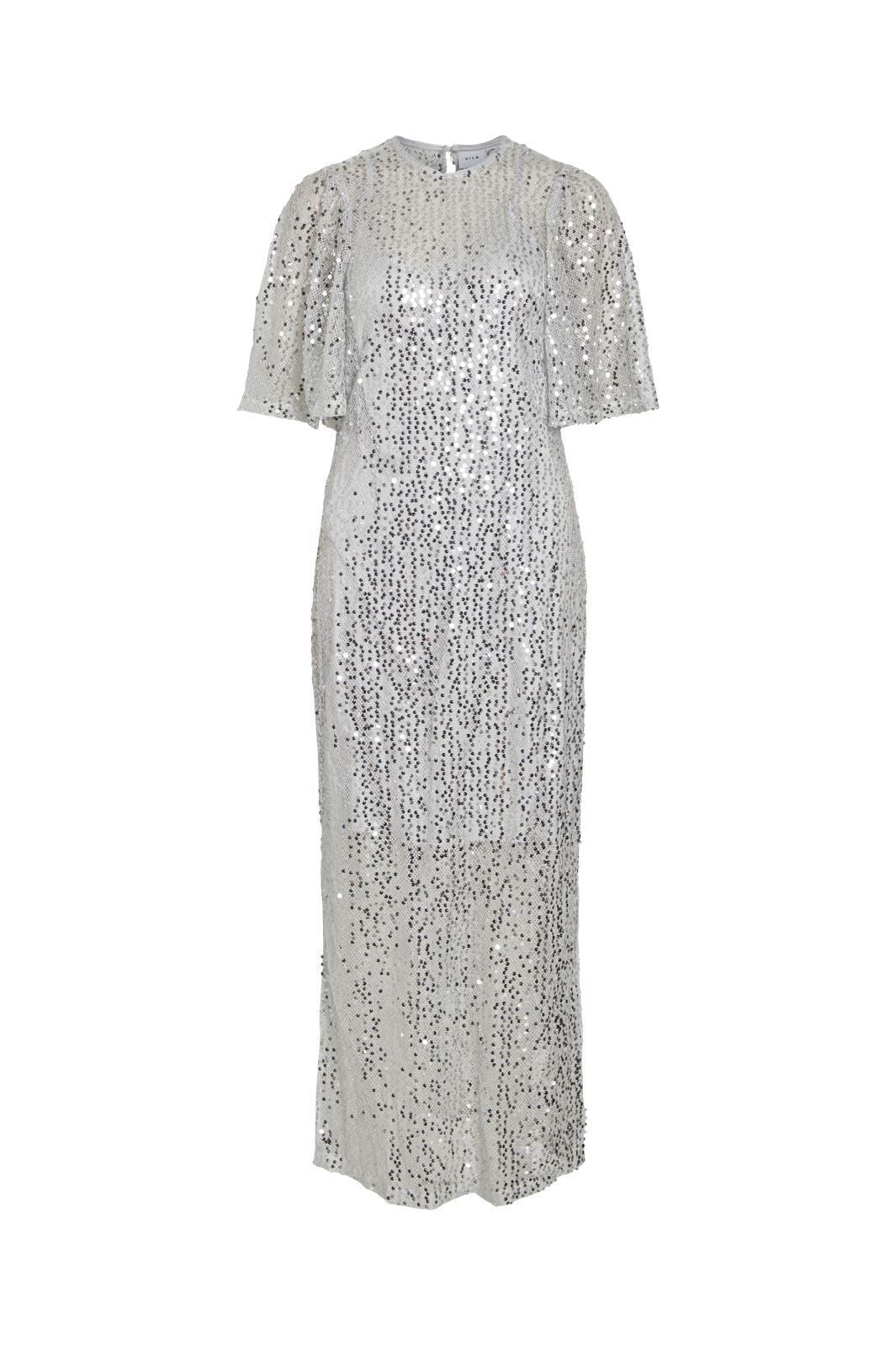 Vila - Vidance S/S Midi Dress - 4656770 Silver Sequins