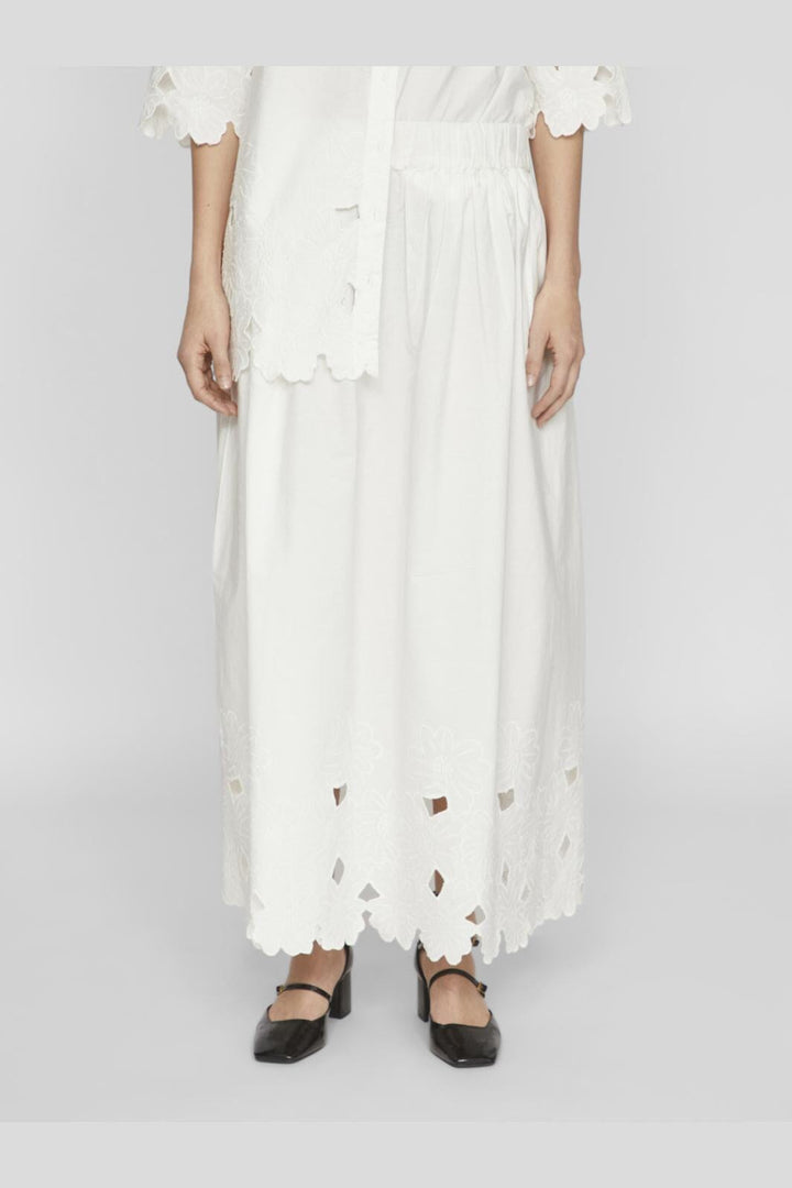 Vila - Vidolla Embroidery Maxi Skirt #4 - 4586977 Cloud Dancer