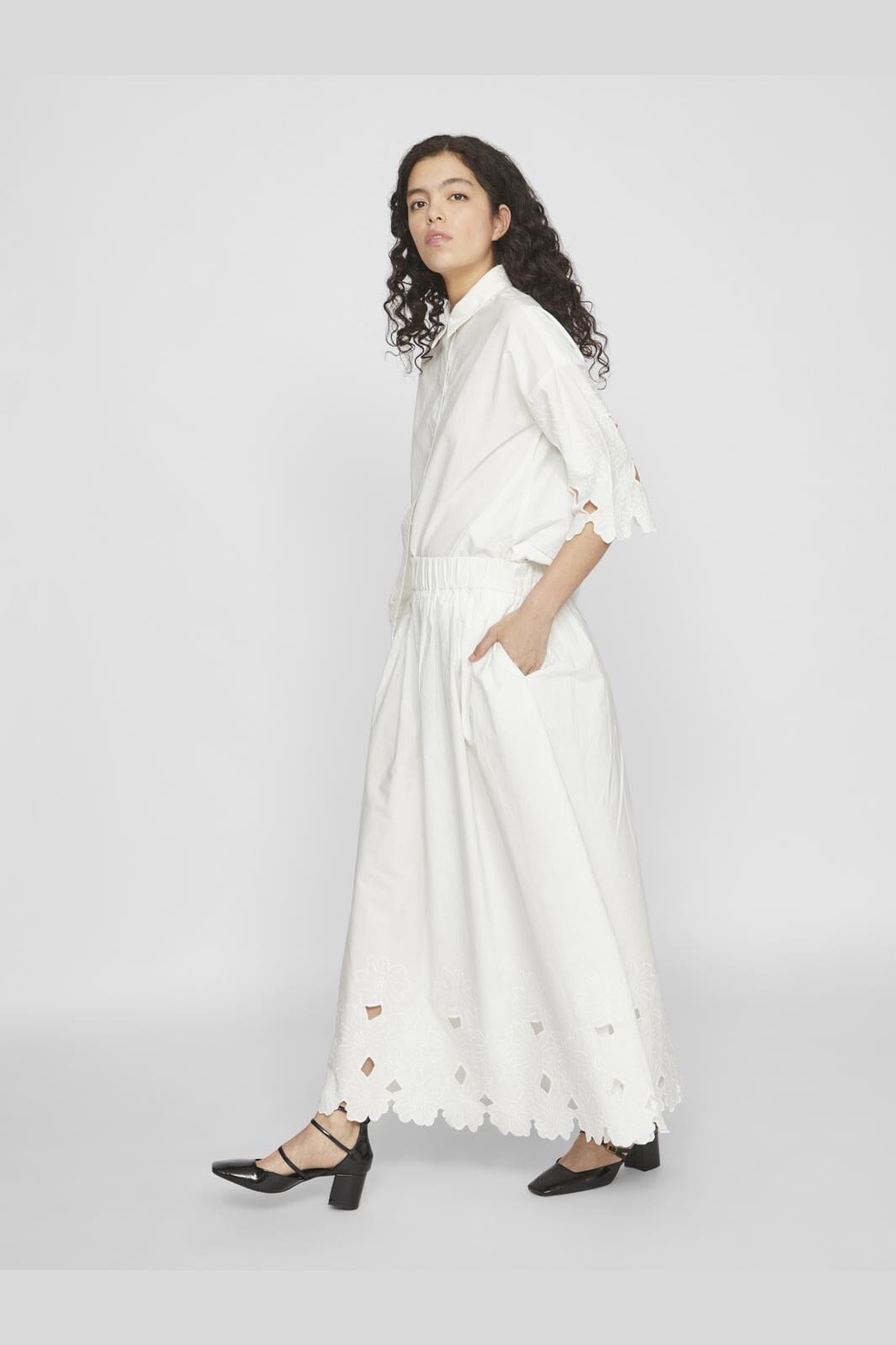 Vila - Vidolla Embroidery Maxi Skirt #4 - 4586977 Cloud Dancer