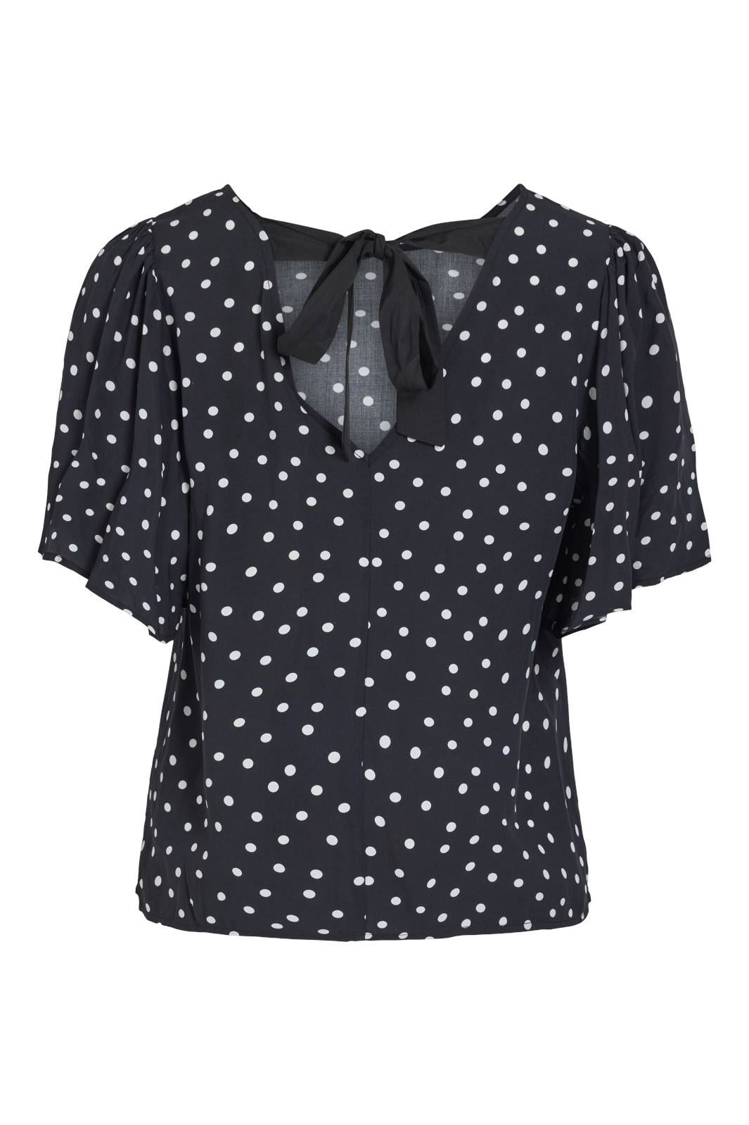 Vila - Vidolna 2/4 O-Neck Top - 4710032 Black Cloud Dancer Dots