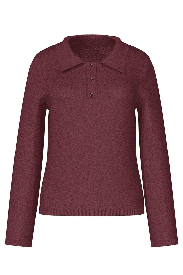 Vila - Viritta L/S Polo Knit - 4824376 Cabernet