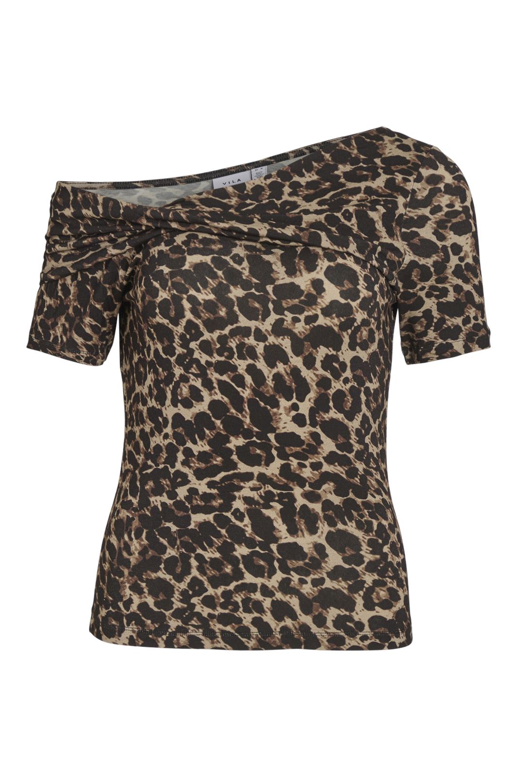 Vila - Visuri S/S Printed Twist Top - 4733827 Black Leo