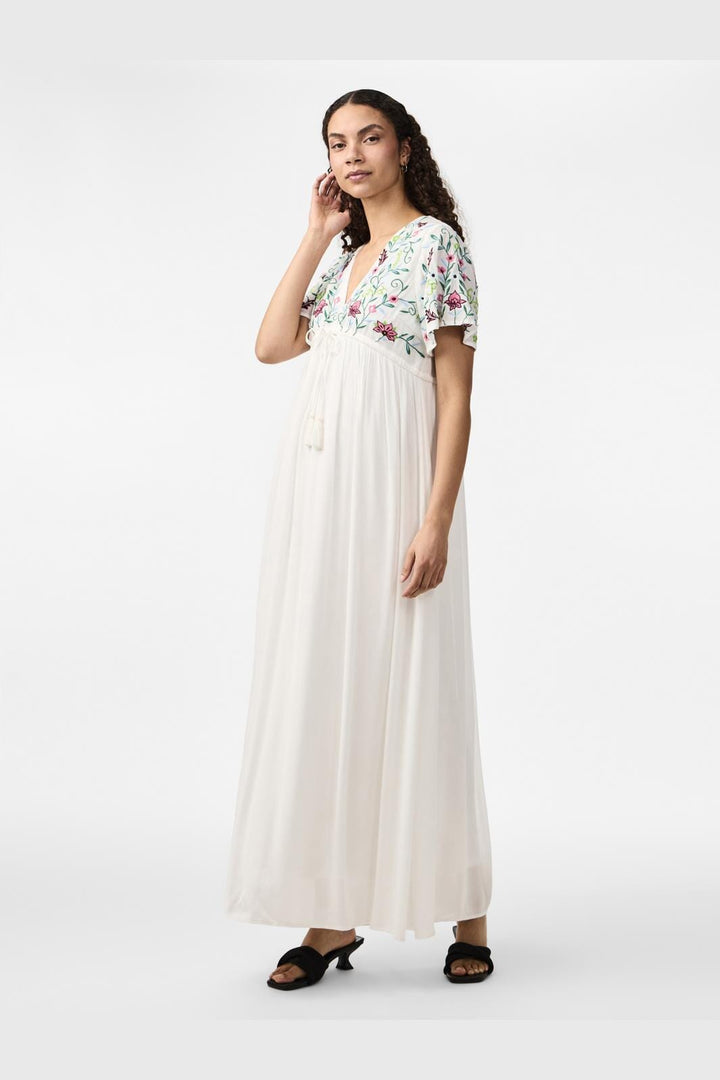 Y.A.S - Yaschella Ss Maxi Dress Fest - 4557891 Star White W. Embroidery