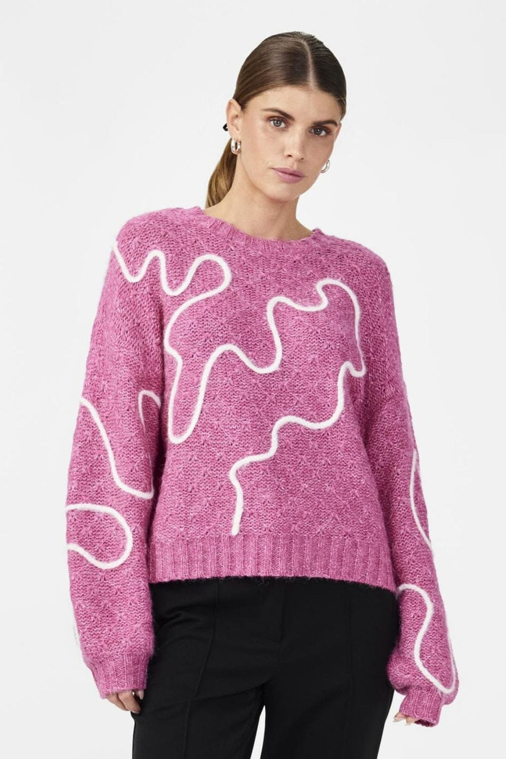 Y.A.S - Yascordy Ls Knit Pullover - 4491538 Carmine Rose Strikbluser 