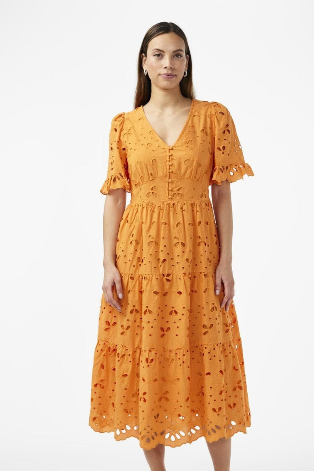 Y.A.S - Yaskanikka 2/4 Midi Dress - 4458377 Vibrant Orange Kjoler 