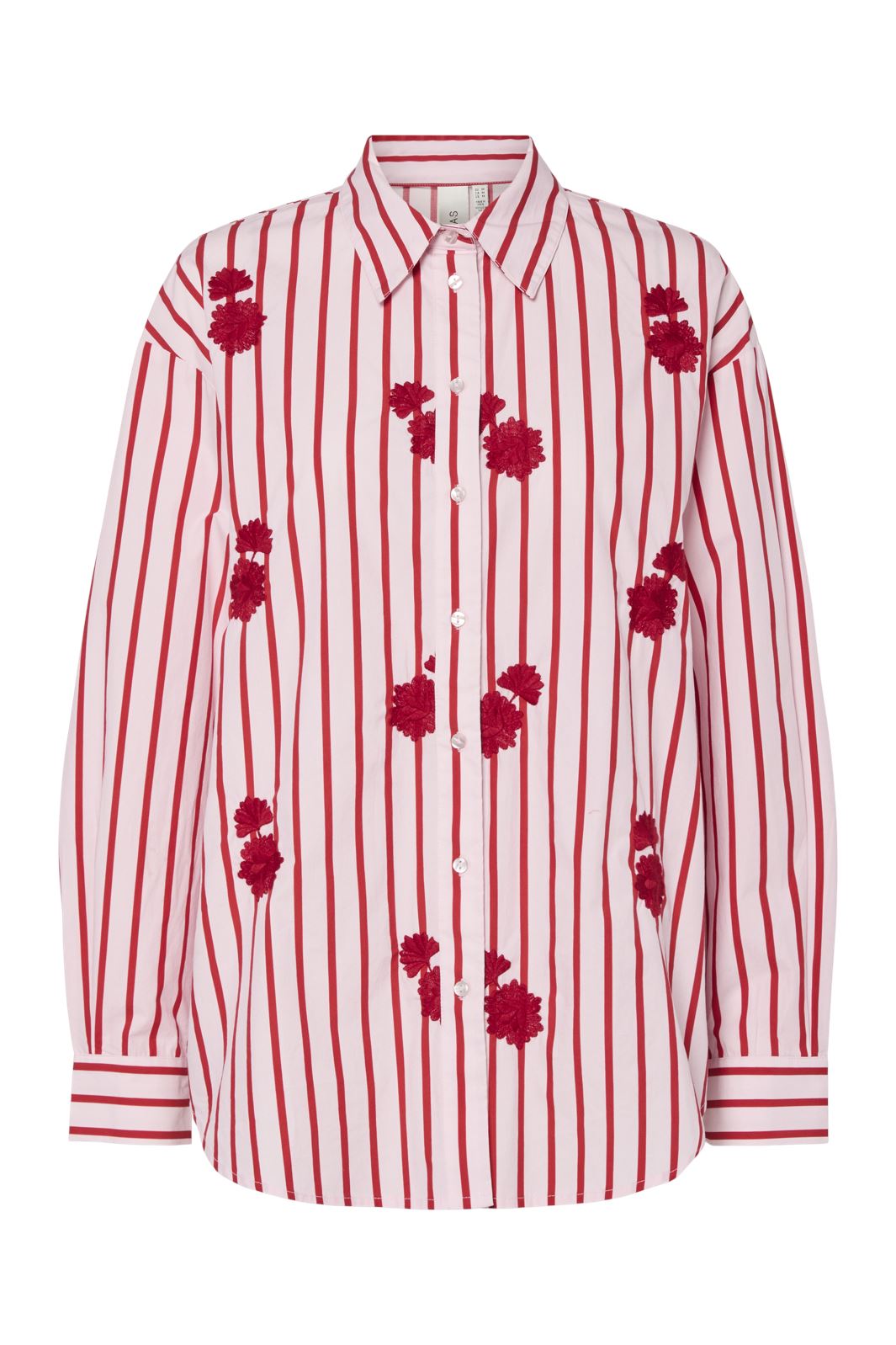 Y.A.S - Yaslisa Ls Shirt - 4729543 Cherry Blossom Racing Red Stripes / Rose