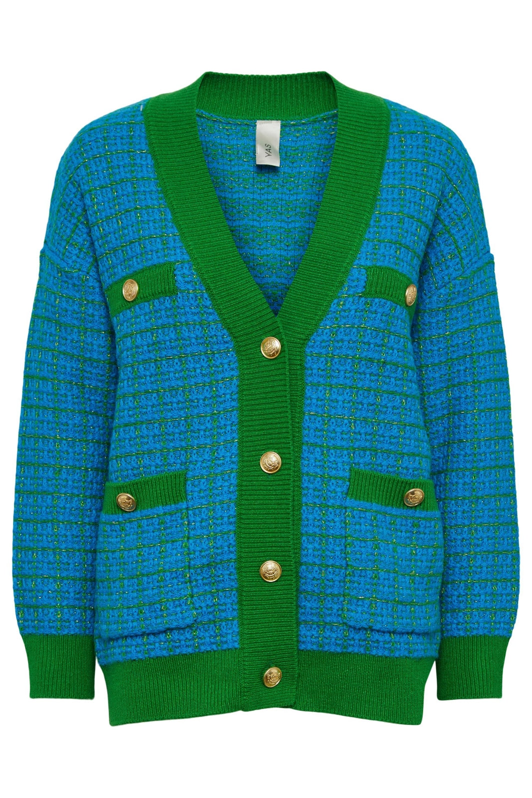 Y.A.S - Yaslivia Ls Knit Cardigan - Fern Green/Dresden BL Cardigans 